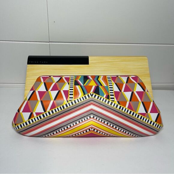 Trina Turk Azulejo Sunset Leather Clutch - Picture 2 of 13